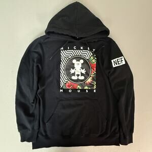 Disney x Neff Mickey Mouse Floral Graphic Pullover Hoodie Sweatshirt Size M